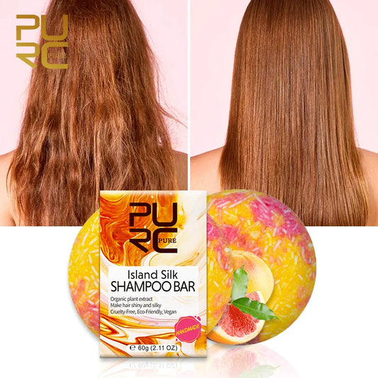 Shampoo solido PURC Island Silk - Levigante & Capelli lucenti, adatti ai viaggi