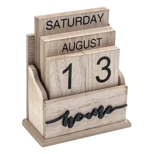 Calendario perpetuo vintage in legno: elegante decorazione da scrivania per tutti