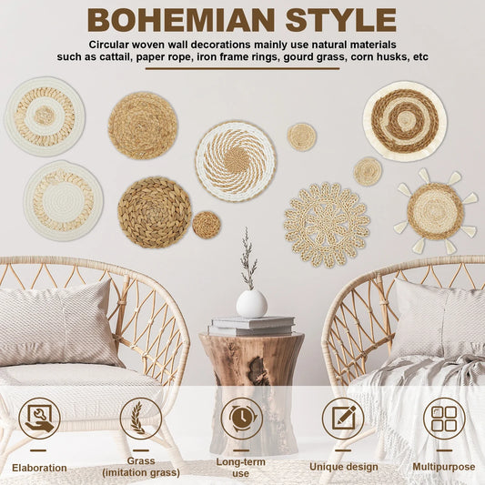 Handmade Woven Wall Basket Set – Rustic Charm for Decor Lovers