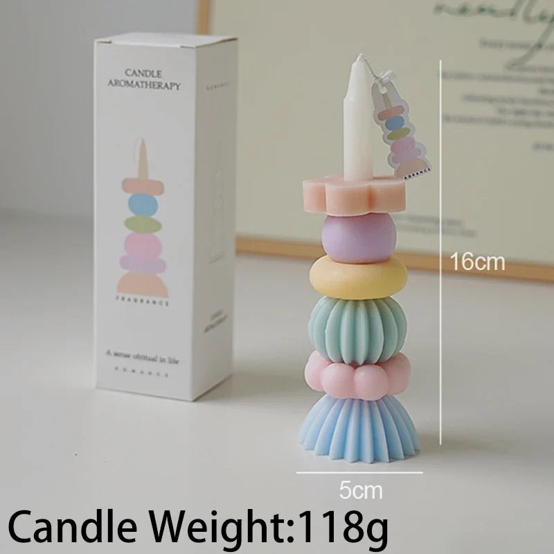 Bougie parfumée à géométrie empilable – Décor élégant en cire de soja