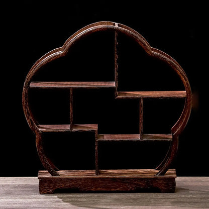 Tea Set Rack Elegant Wooden Display Stand Small Solid Wood Simple Tea Pot Holder for Miniatures Tea House Kitchen living room