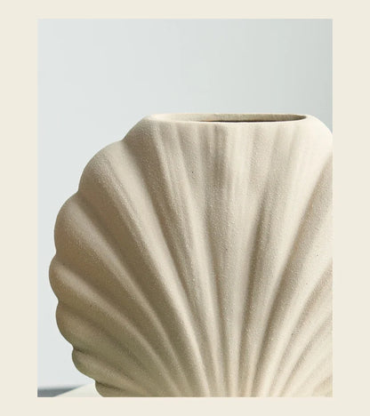 Handmade Ceramic Shell Flower Vase | Coastal Home Accent