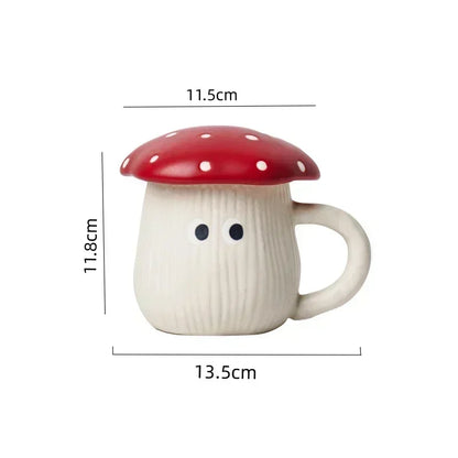 Mushroom Ceramic Cup with Lid – Joyful Breakfast Drinkware