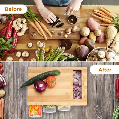 Bamboo Chopping Board Set with Grater & Storage – Eco-Friendly Kitchen Tool for Home Cooks