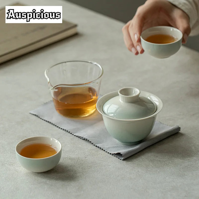 Elegant Gradation Pink Tea Set for Aficionados | Portable & Stylish