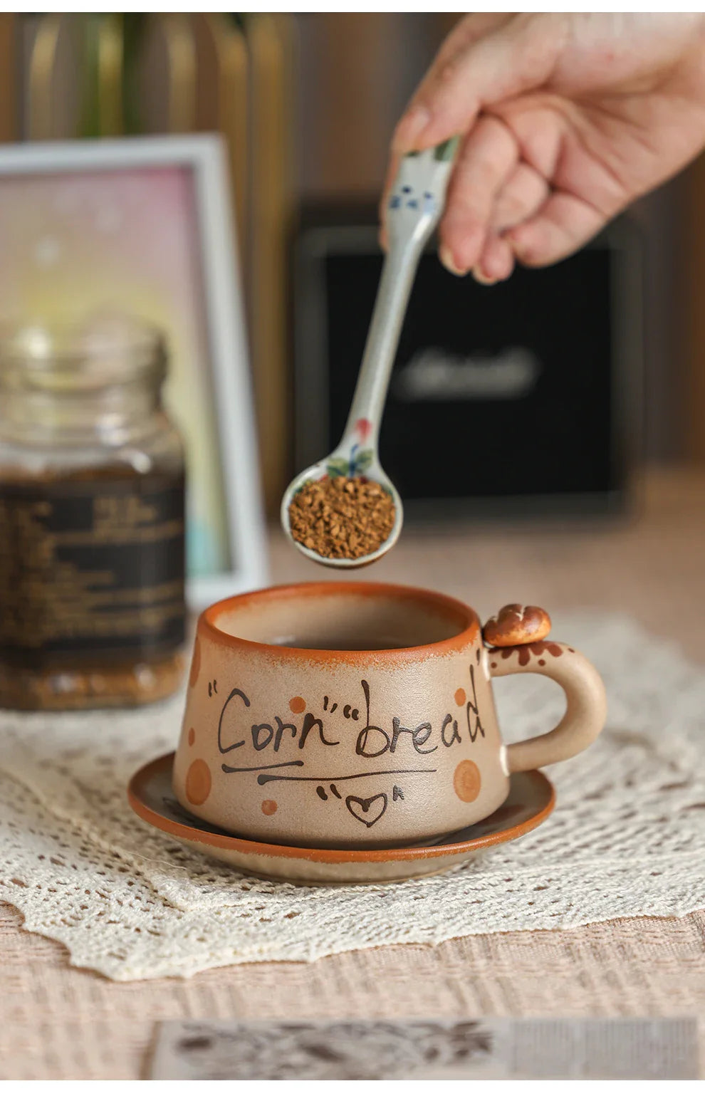 Ensemble de tasses rétro en céramique faites à la main - Café élégant & Tasses à thé