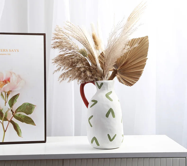 Hand-Painted Milk Pot Ceramic Vase - Artful Home Accent