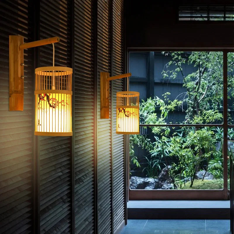 Rustic Bamboo Wall Sconce Lamp – Eco-Friendly Home Decor