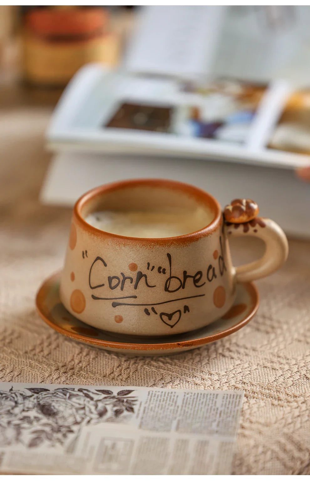 Ensemble de tasses rétro en céramique faites à la main - Café élégant & Tasses à thé