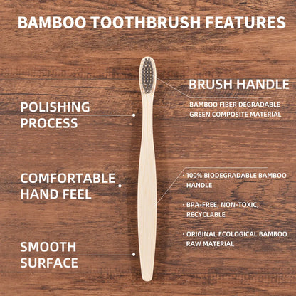 활기찬 미소를 위한 친환경 대나무 칫솔 세트 - 10팩