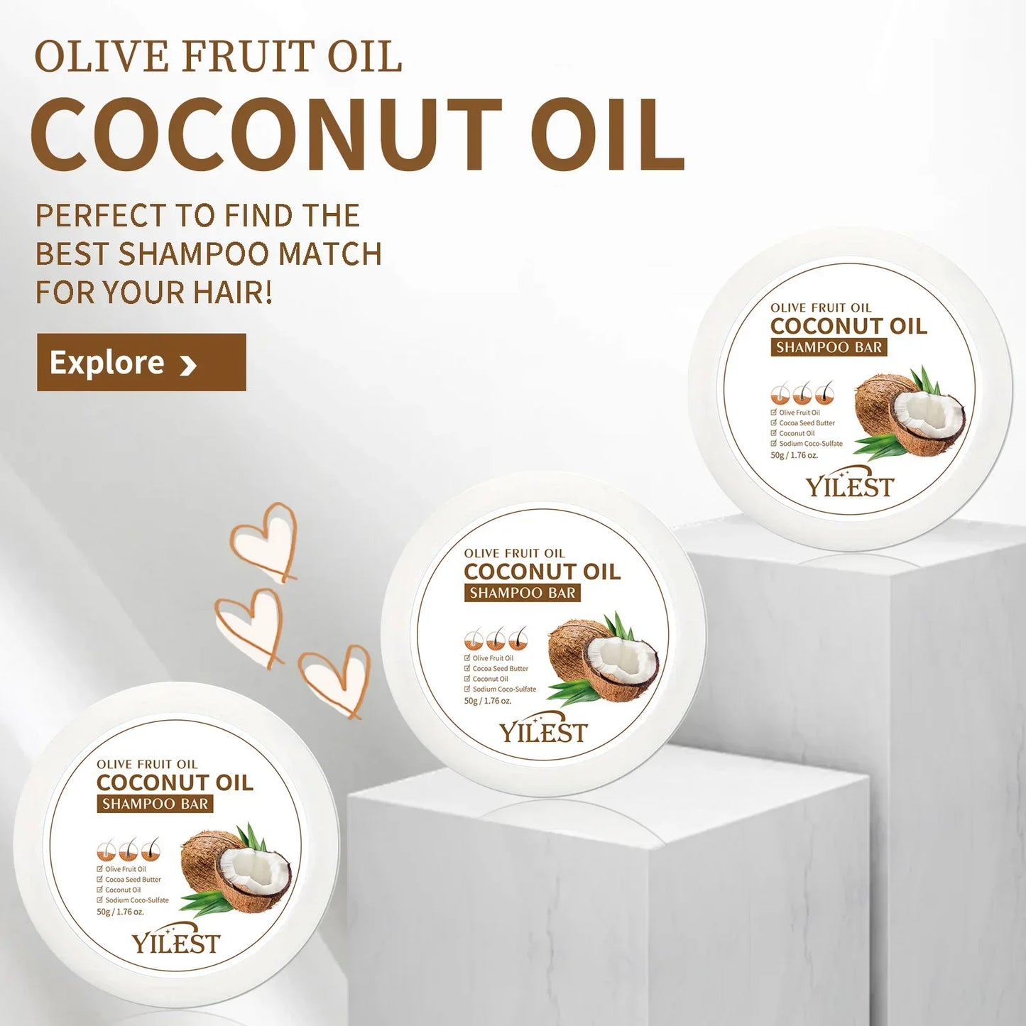 Organic Coconut Oil Shampoo Bar - Nourish & Strengthen Hair