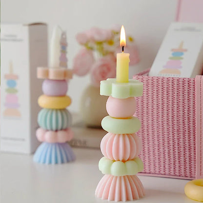 Bougie parfumée à géométrie empilable – Décor élégant en cire de soja