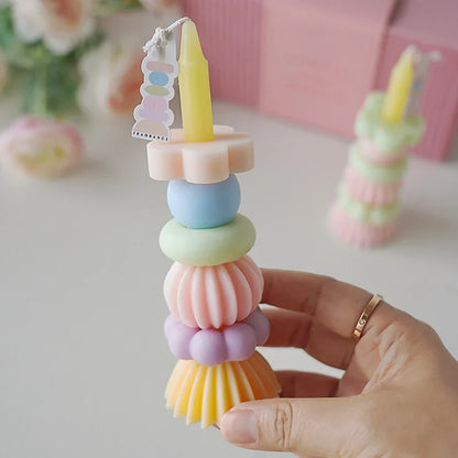 Bougie parfumée à géométrie empilable – Décor élégant en cire de soja