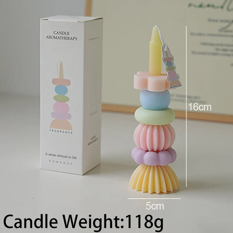 Bougie parfumée à géométrie empilable – Décor élégant en cire de soja