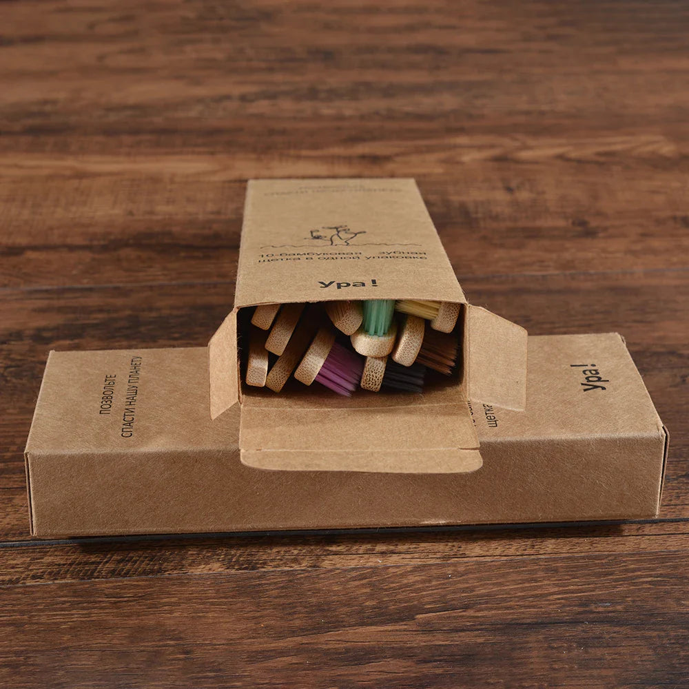 활기찬 미소를 위한 친환경 대나무 칫솔 세트 - 10팩