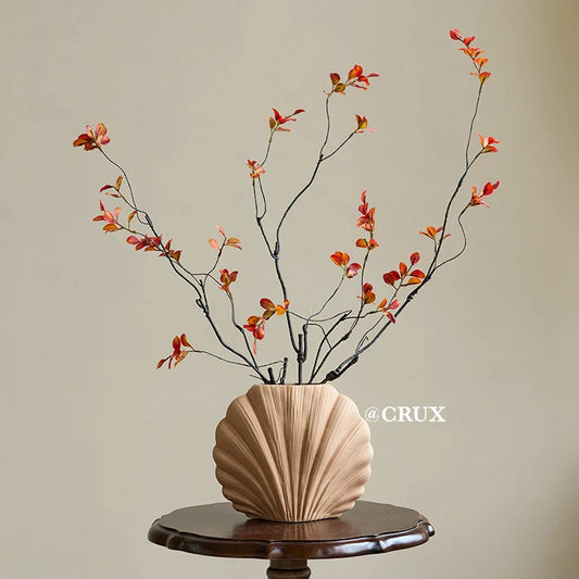 Handmade Ceramic Shell Flower Vase | Coastal Home Accent