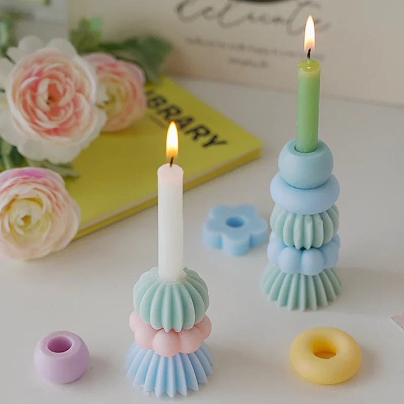 Bougie parfumée à géométrie empilable – Décor élégant en cire de soja