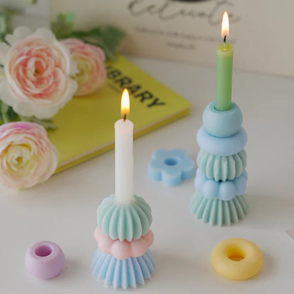 Bougie parfumée à géométrie empilable – Décor élégant en cire de soja