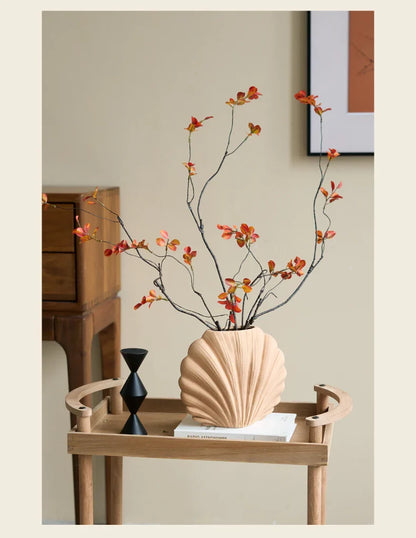 Handmade Ceramic Shell Flower Vase | Coastal Home Accent