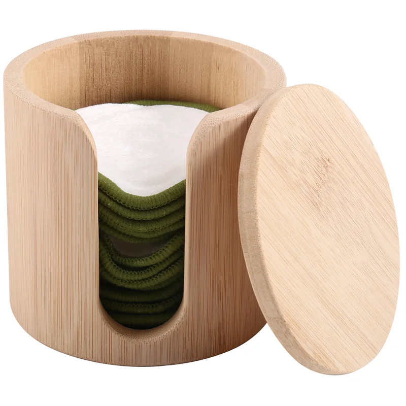 재사용 가능한 대나무 메이크업 리무버 패드 - 매우 부드럽고 친환경적이며 비건 대나무 배럴이 포함된 선물 세트