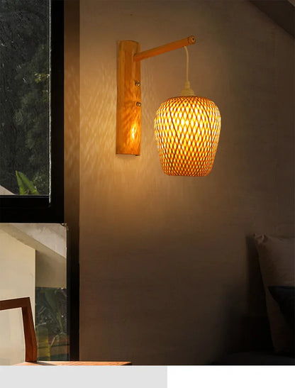 Rustic Bamboo Wall Sconce Lamp – Eco-Friendly Home Decor