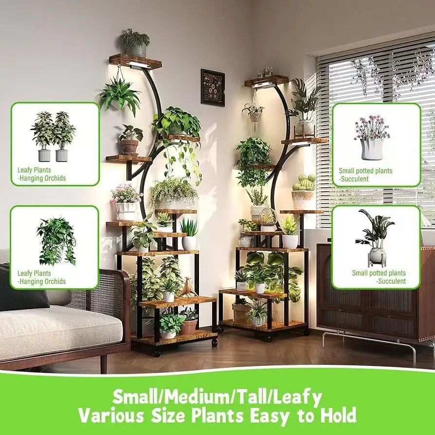 Indoor Plant Stand & Grow Light - Stylish Corner Shelf for Plant Lovers