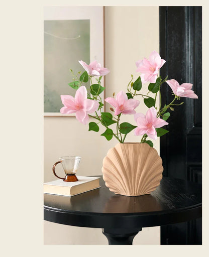 Handmade Ceramic Shell Flower Vase | Coastal Home Accent