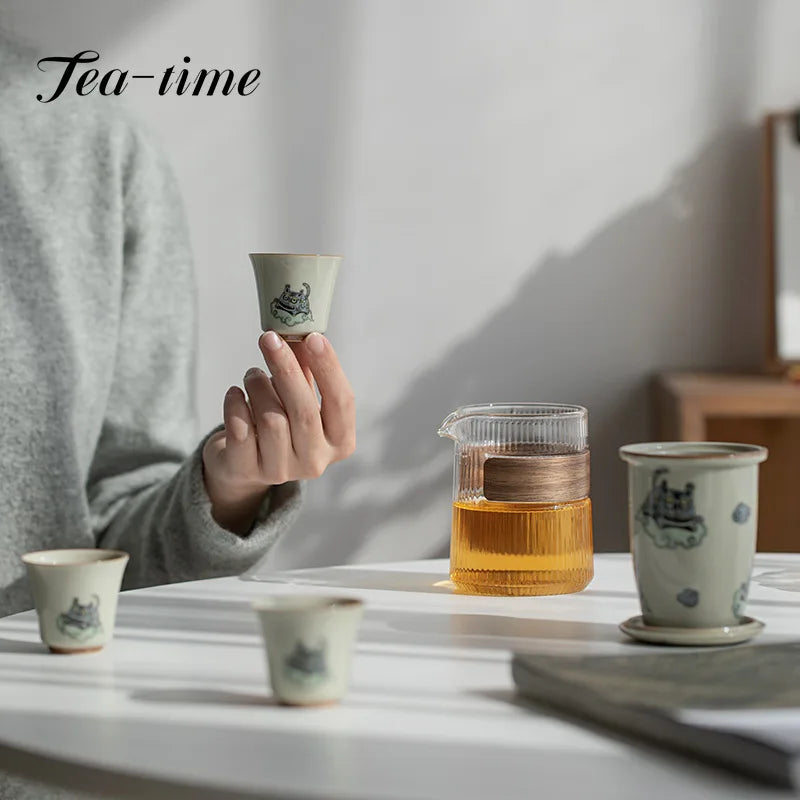 Cute Tiger Travel Tea Set - Portable Elegance for Tea Lovers