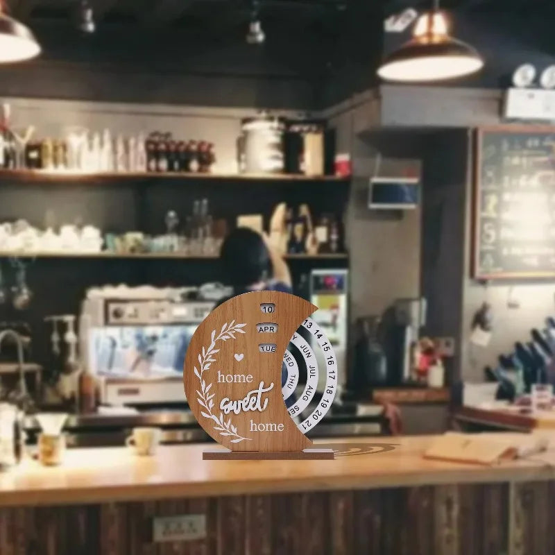 Calendario perpetuo in legno: elegante decorazione da scrivania per spazi consapevoli