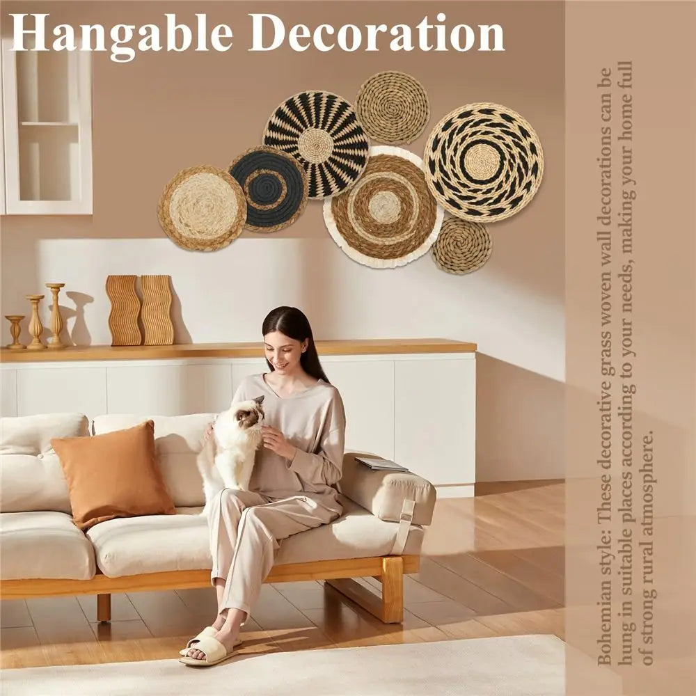 Boho Seagrass Wall Baskets - Artisan Decor Set for Chic Spaces