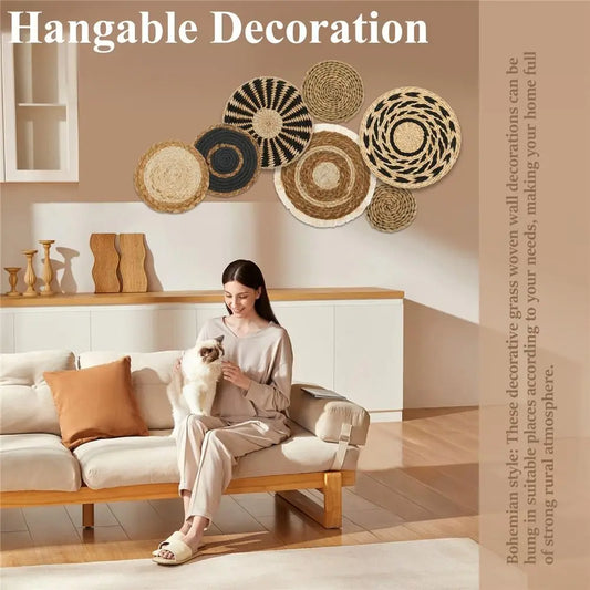 Boho Seagrass Wall Baskets - Artisan Decor Set for Chic Spaces