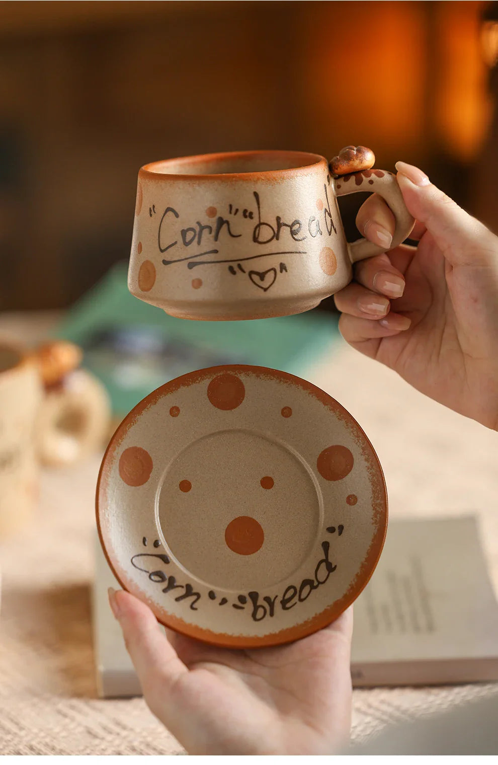 Ensemble de tasses rétro en céramique faites à la main - Café élégant & Tasses à thé