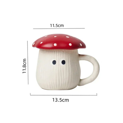 Mushroom Ceramic Cup with Lid – Joyful Breakfast Drinkware