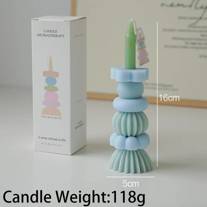 Bougie parfumée à géométrie empilable – Décor élégant en cire de soja