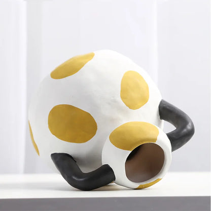 Hand-Painted Milk Pot Ceramic Vase - Artful Home Accent