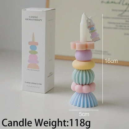 Bougie parfumée à géométrie empilable – Décor élégant en cire de soja