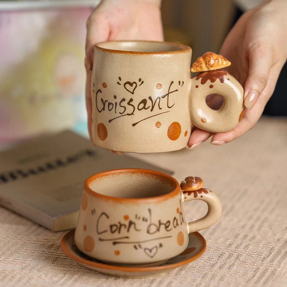 Ensemble de tasses rétro en céramique faites à la main - Café élégant & Tasses à thé
