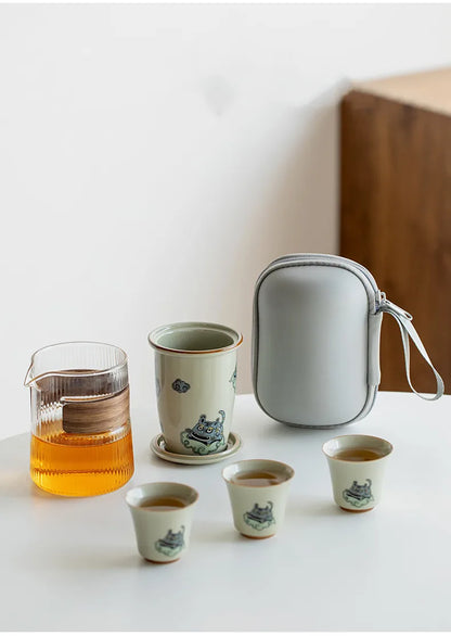 Cute Tiger Travel Tea Set - Portable Elegance for Tea Lovers