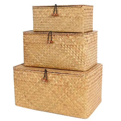 Handwoven Seagrass Storage Baskets Set - Stylish & Eco-Friendly