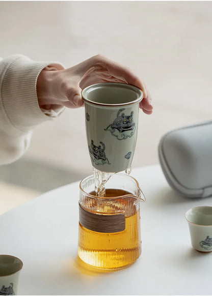 Cute Tiger Travel Tea Set - Portable Elegance for Tea Lovers