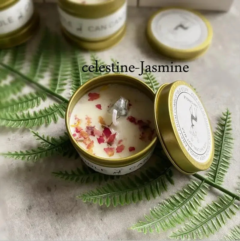 Bougies de soja longue durée avec cristaux | Décoration d'intérieur tranquille.